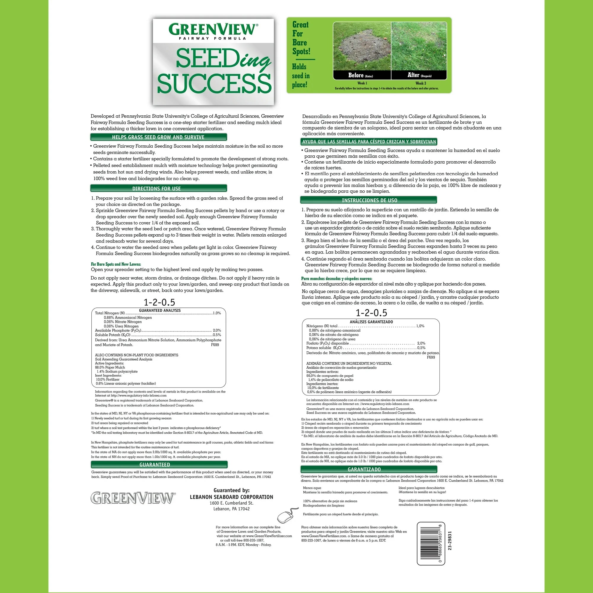 Greenview Fairway Seeding Success Organic Mulch Fertilizer