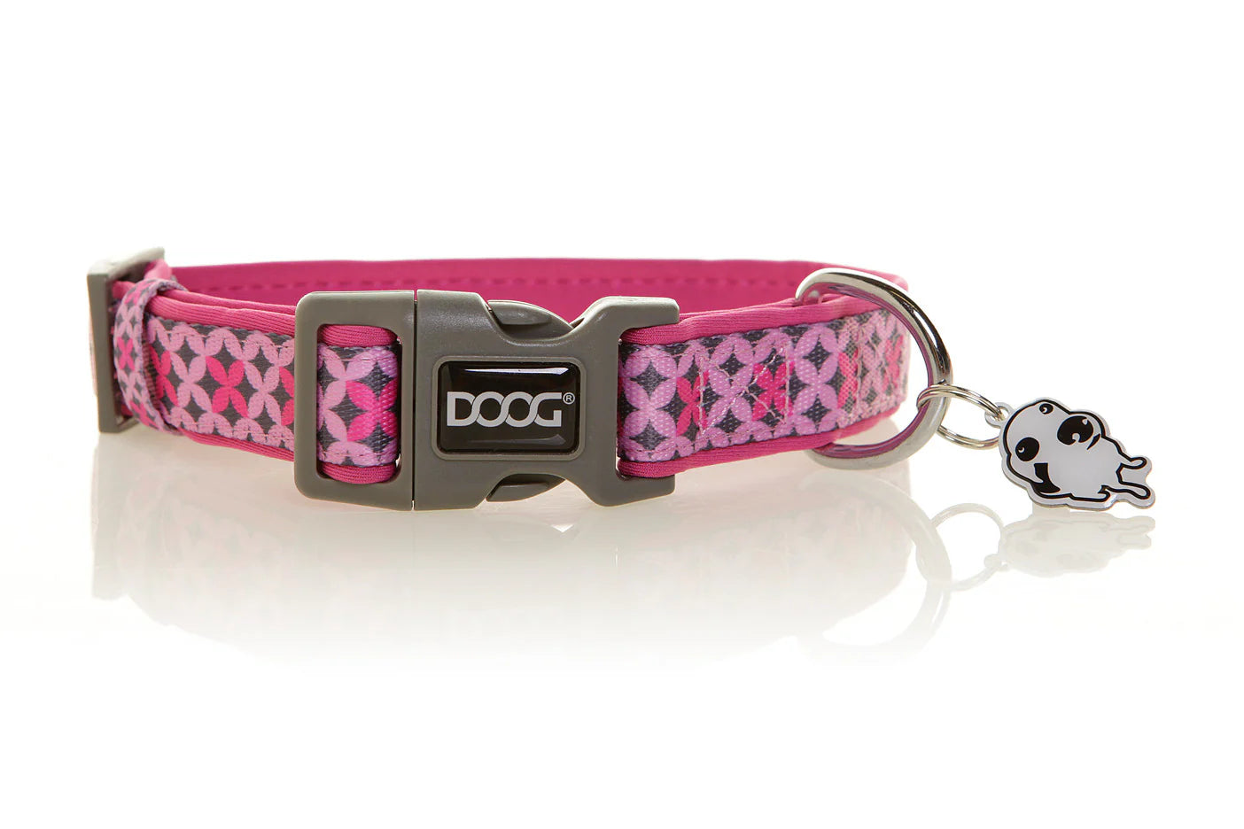 COLLAR NEOPRENE TOTO-EXTRA SMALL-PINK WITH BLACK DIAMONDS