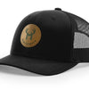 MonsterBuck Black Leather Patch Hat