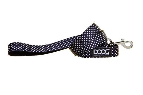 LEAD NEOPRENE DOG LEASH - PONGO-REGULAR-BLACK WHITE POKADOTS