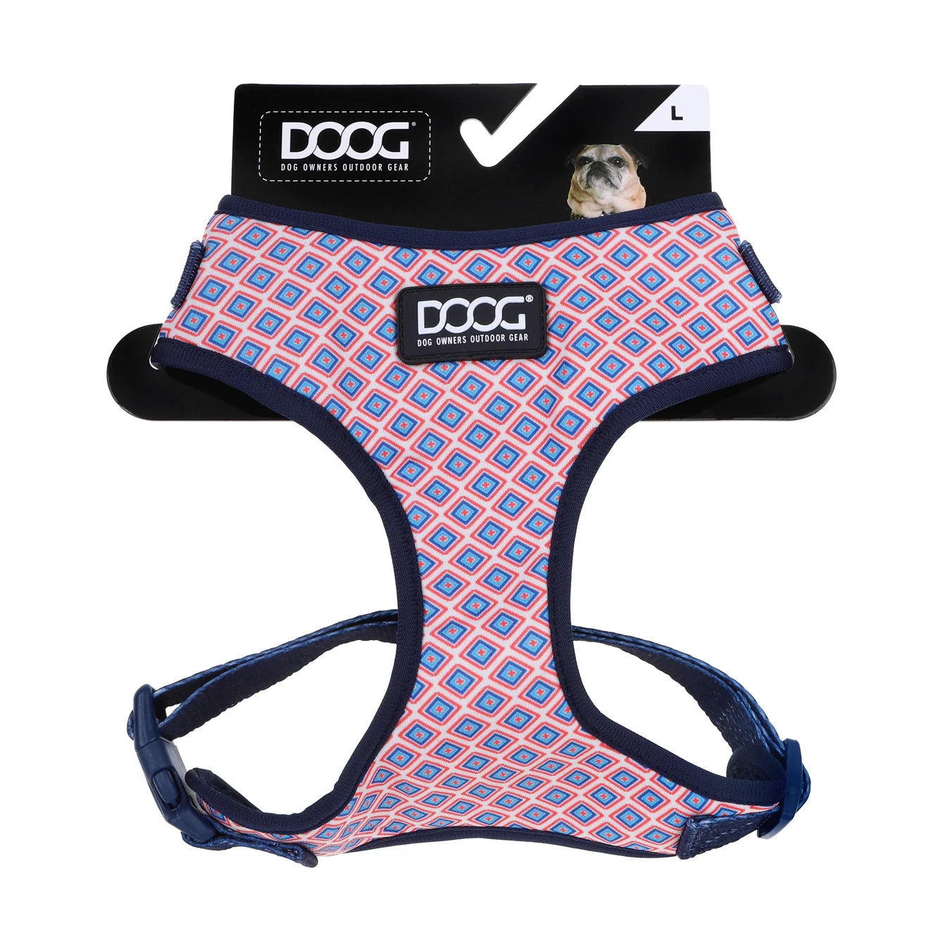 NEOFLEX SOFT HARNESS - GROMIT-EXTRA LARGE-BLUE PLAID DIAMOND PATTERN