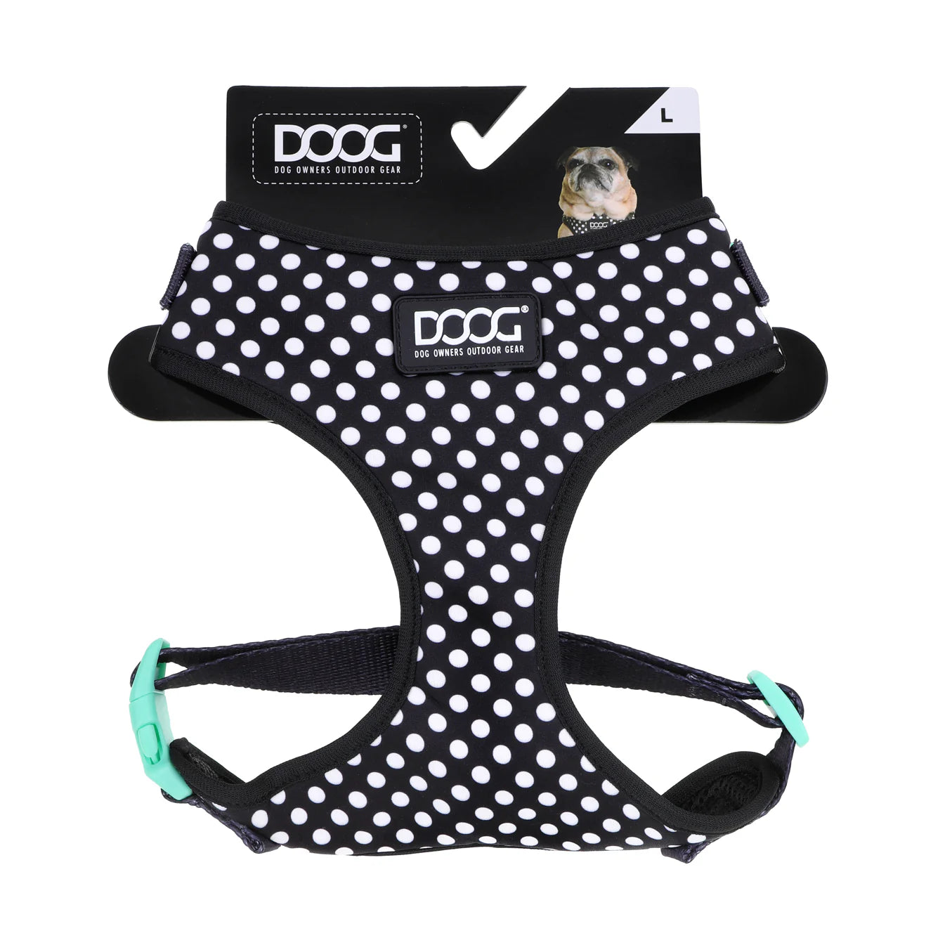 NEOFLEX SOFT HARNESS - PONGO-EXTRA LARGE-BLACK POKADOT
