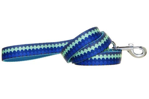 LEAD NEOPRENE DOG LEASH - PLUTO-SMALL-BLUE WITH BLUE&GREEN BUBBLES