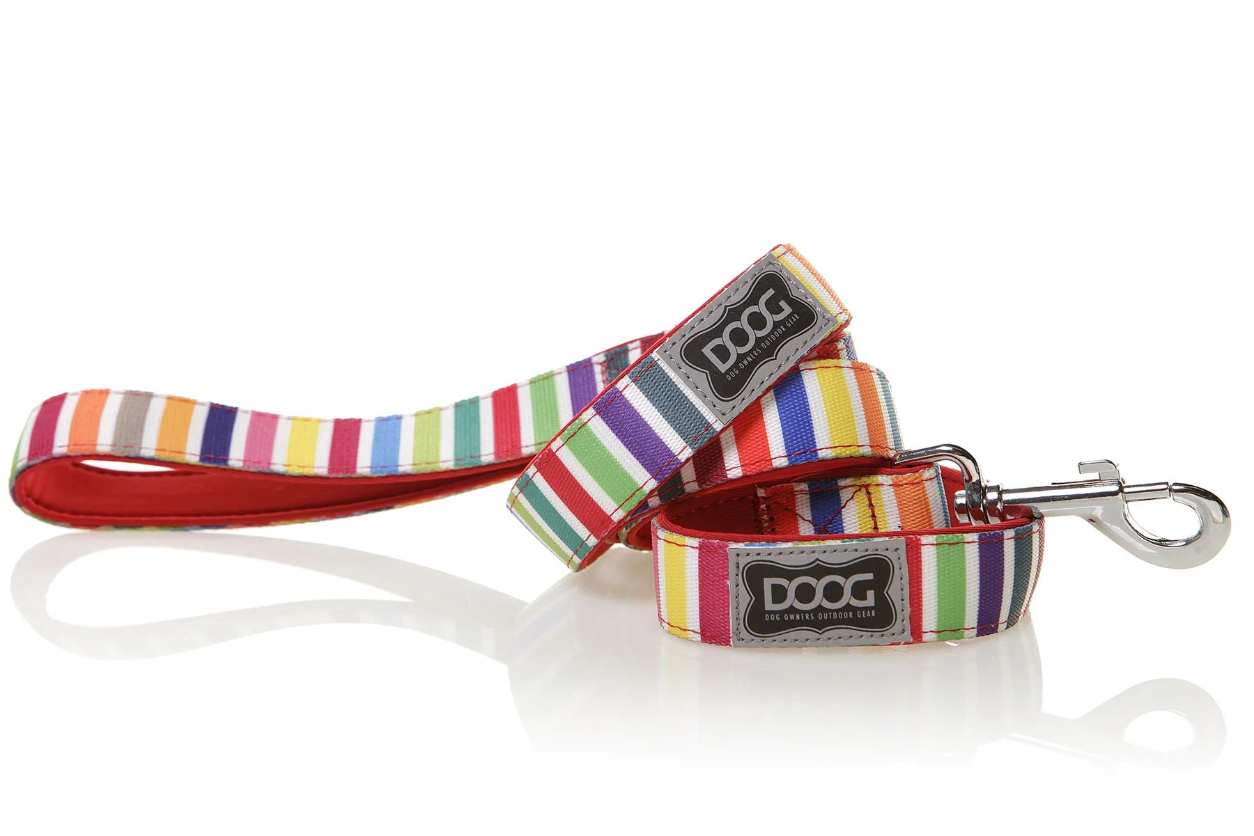 LEAD NEOPRENE DOG LEASH - SCOOBY-SMALL-RED MULTI STRIPED