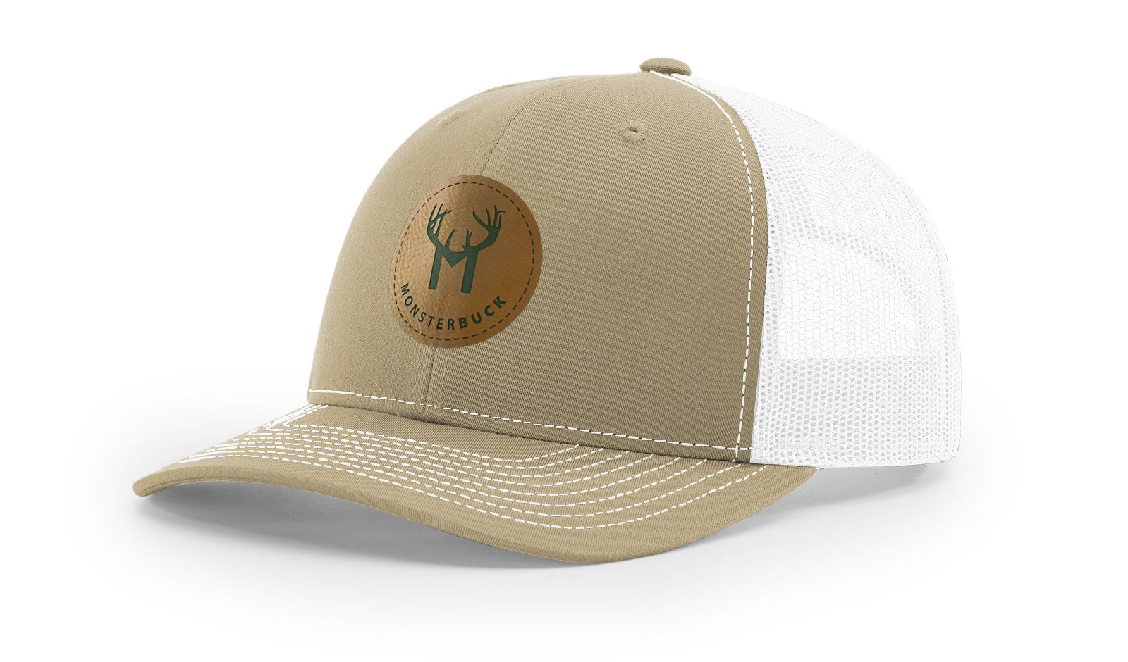 MonsterBuck Khaki Leather Patch Hat